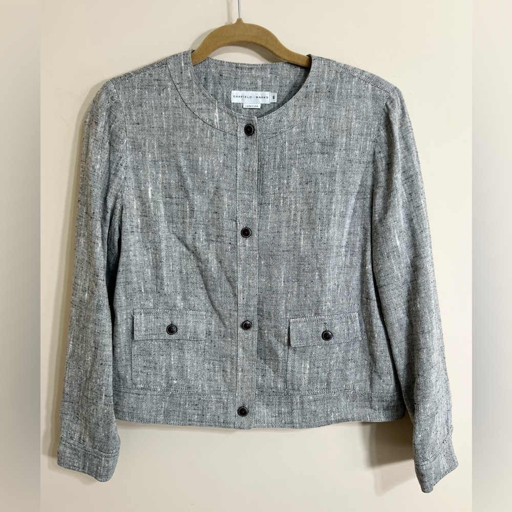 Garfield & Marks Cropped Button Front Blazer Line… - image 1